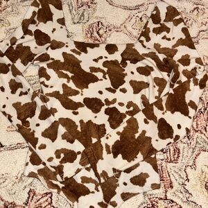 Brown and White Cow Print Long Sleeve Top